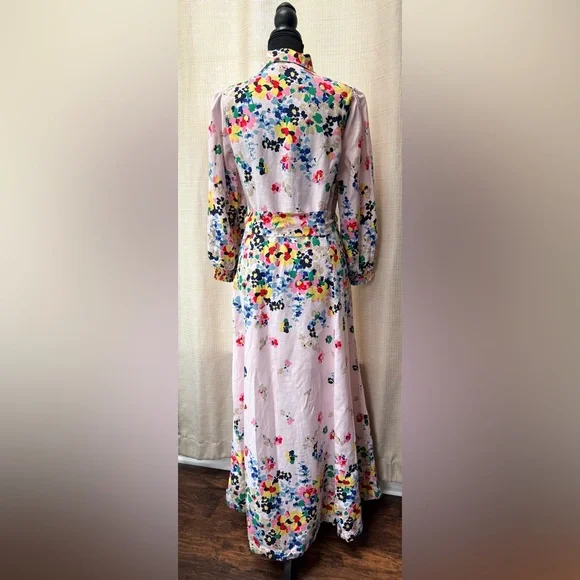 Boden Clara Linen Maxi Shirt Dress Cluster Floral Print Sz 8 Boho Chic Spring - Picture 6 of 16